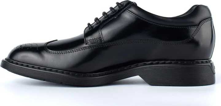 Hogan Black Leather Dovetail Lace-Up - Image 3