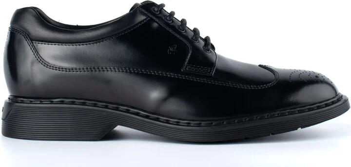 Hogan Black Leather Dovetail Lace-Up