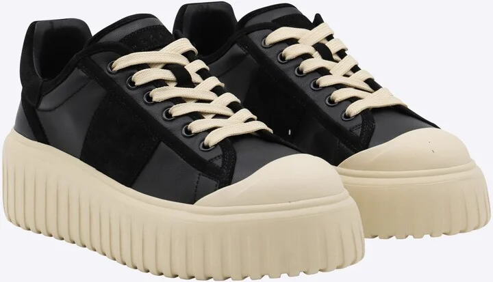 Hogan Black Leather H-Stripes Sneakers - Image 2