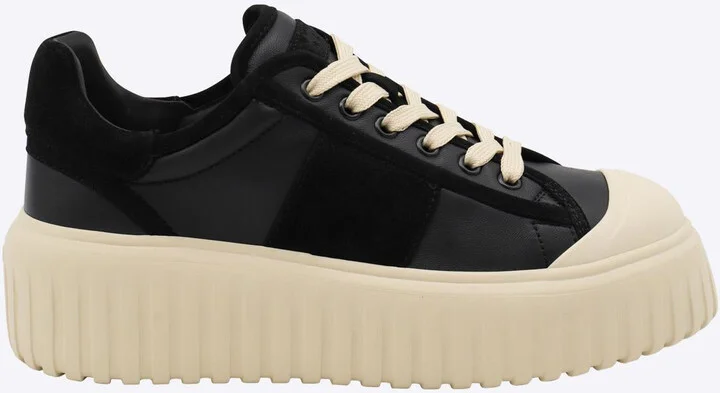 Hogan Black Leather H-Stripes Sneakers