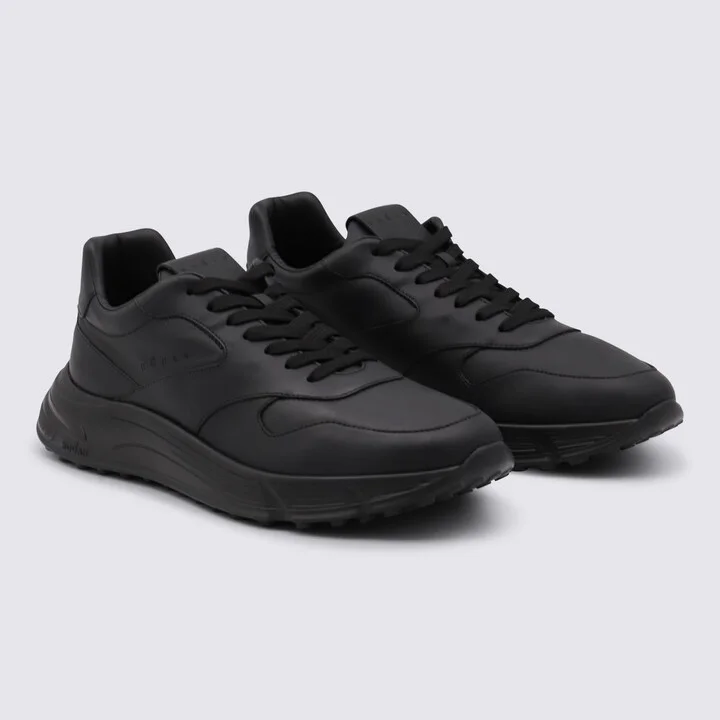 Hogan Black Leather Sneakers - Image 2
