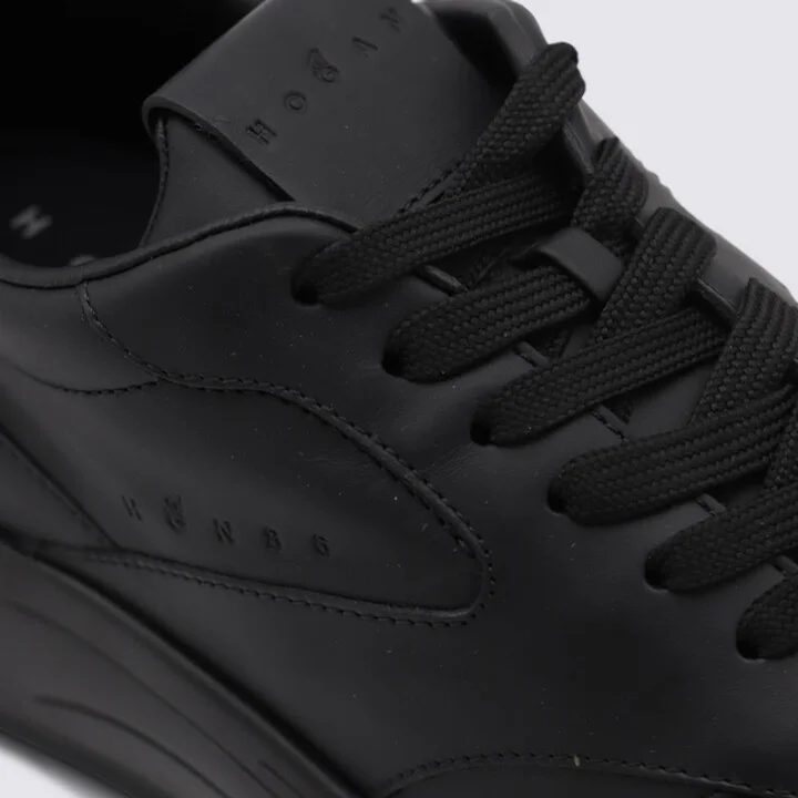 Hogan Black Leather Sneakers - Image 4