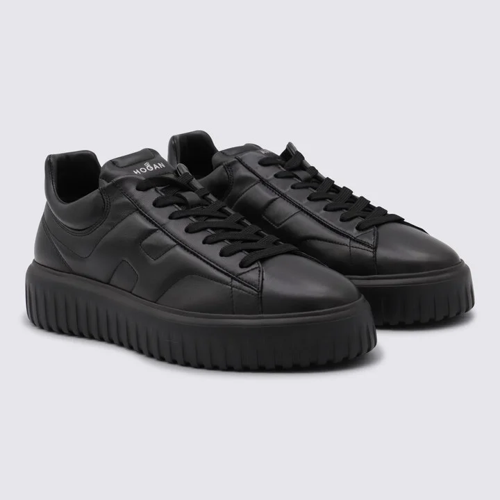 Hogan Black Leather Sneakers - Image 2