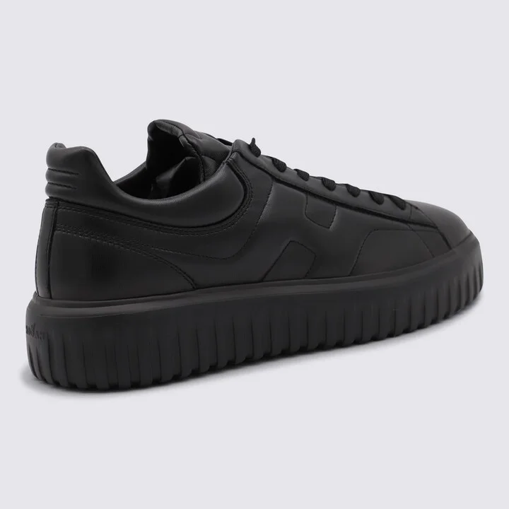Hogan Black Leather Sneakers - Image 3