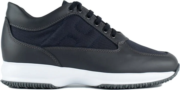 Hogan Blue Interactive Sneakers With Textured Fabric Inserts