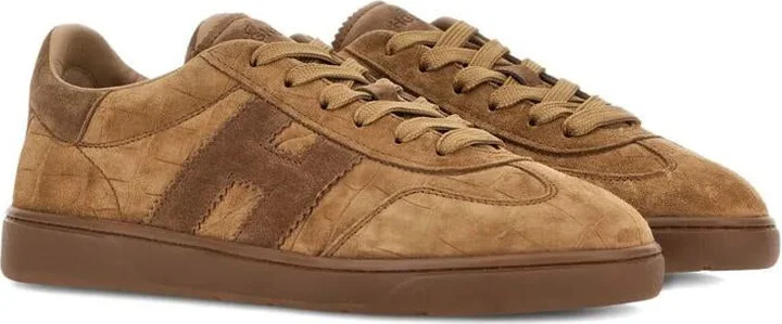 Hogan Cool Crocodile Effect Suede Sneakers Shoes - Image 2