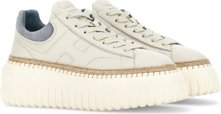 Hogan Cream Leather H Stripes H6' Sneakers - Image 7