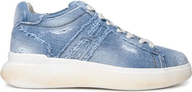 Hogan Distressed Denim Low-Top Sneakers