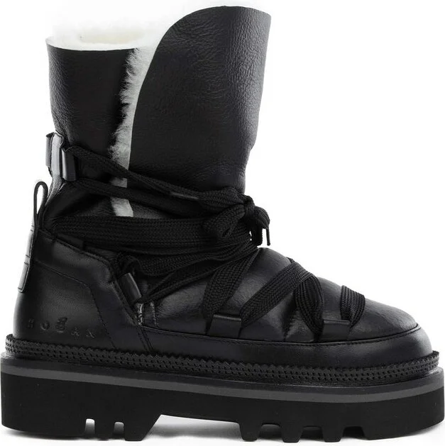 Hogan Faux-Fur Lace-Up Ankle Boots