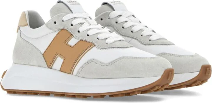 Hogan Grey Leather Suede Sneakers - Image 4