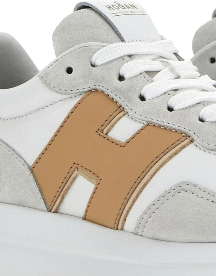 Hogan Grey Leather Suede Sneakers - Image 5