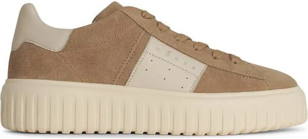 Hogan 'H Stripes' Beige Suede Sneakers