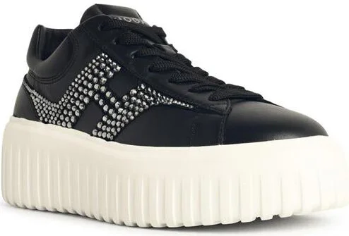 Hogan 'H-Stripes' Black Leather Sneakers - Image 2