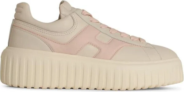 Hogan 'H Stripes' Cream Leather Sneakers