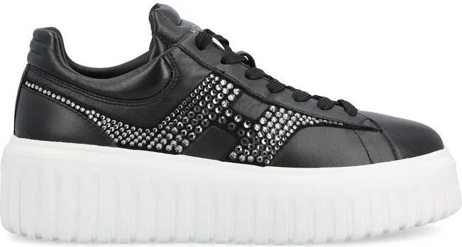 Hogan H-Stripes Embellished Lace-Up Sneakers