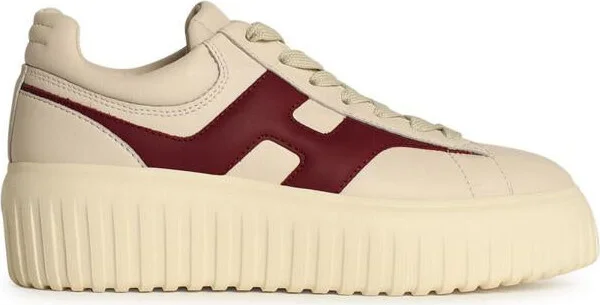 Hogan 'H Stripes' Ivory Leather Sneakers
