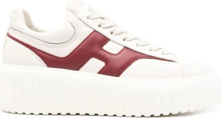 Hogan 'H Stripes' Ivory Leather Sneakers
