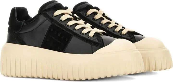 Hogan H-Stripes Nappa Leather And Suede Sneakers Shoes - Image 2