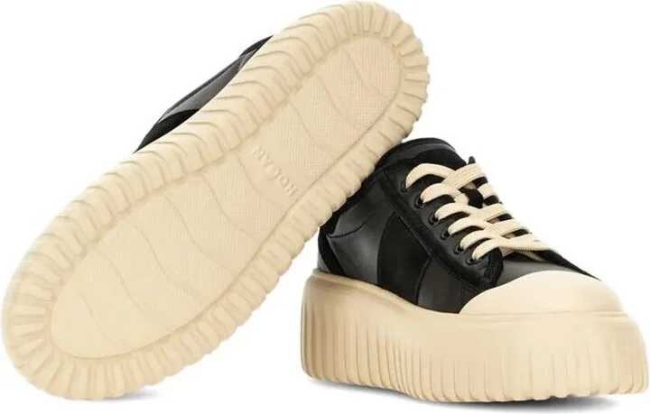 Hogan H-Stripes Nappa Leather And Suede Sneakers Shoes - Image 4