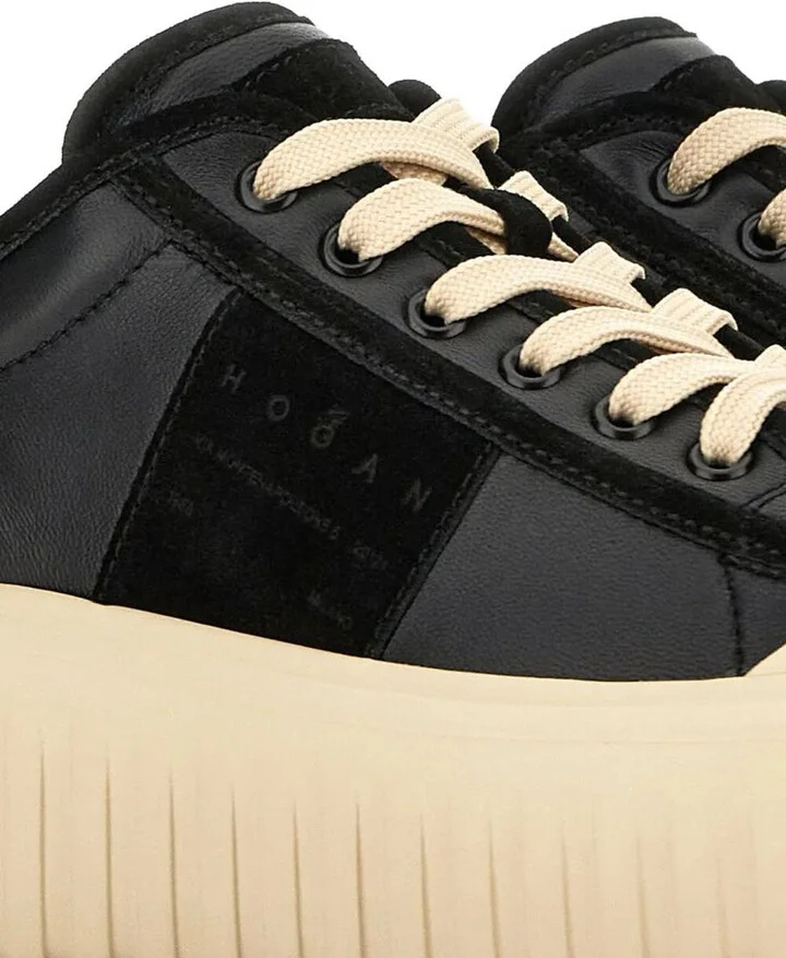 Hogan H-Stripes Nappa Leather And Suede Sneakers Shoes - Image 5