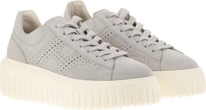 Hogan H-Stripes - Suede Trainers With Perforated Side H - Image 4