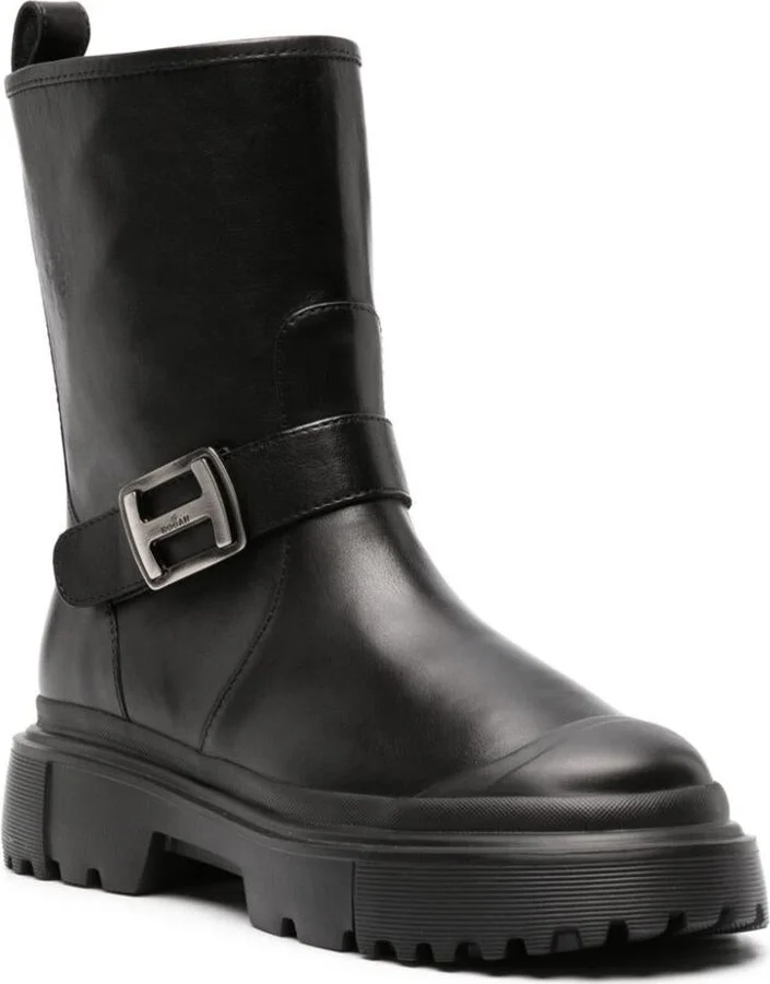 Hogan H619 Leather Biker Boots - Image 2