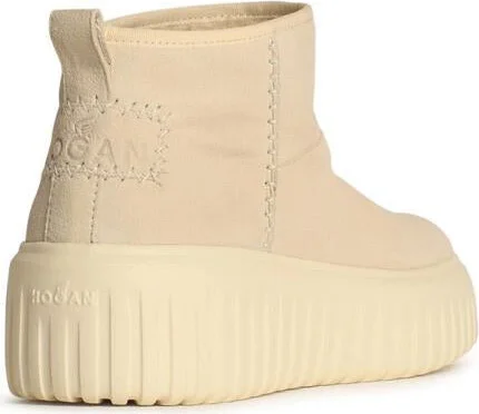 Hogan 'H645' Cream Leather Ankle Boots - Image 3