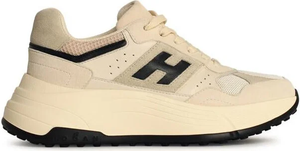 Hogan 'H669' Cream Leather Blend Sneakers