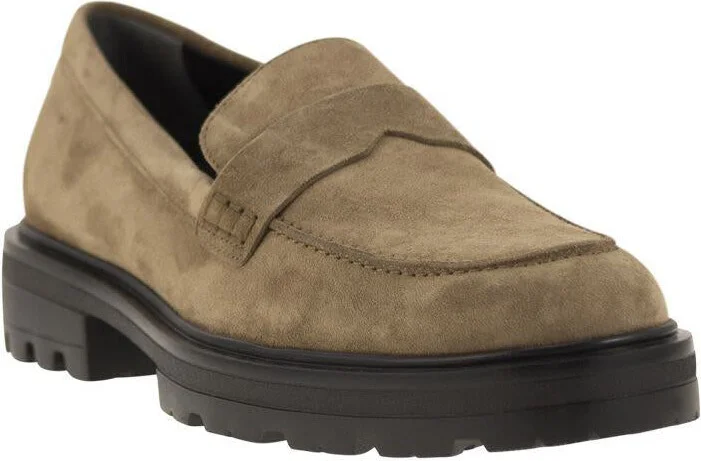 Hogan H673 Suede Moccasin With Carrarmato Bottom - Image 2