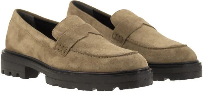 Hogan H673 Suede Moccasin With Carrarmato Bottom - Image 4