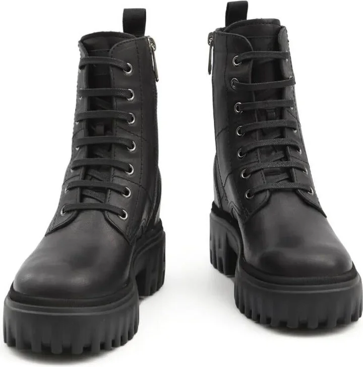 Hogan H700 Chunky Biker Boots In Leather Shoes - Image 4