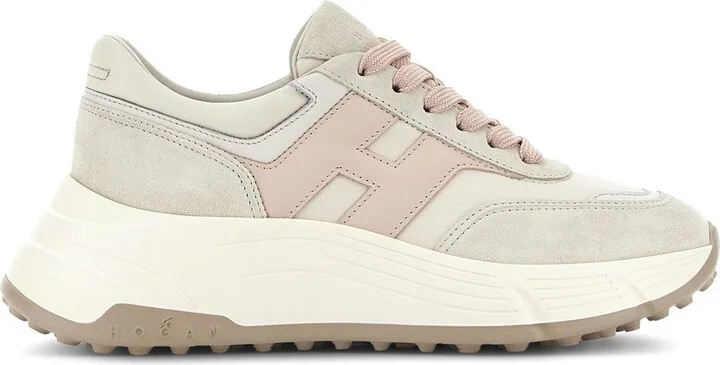 Hogan Hi-Fi Ivory And Pink Sneakers