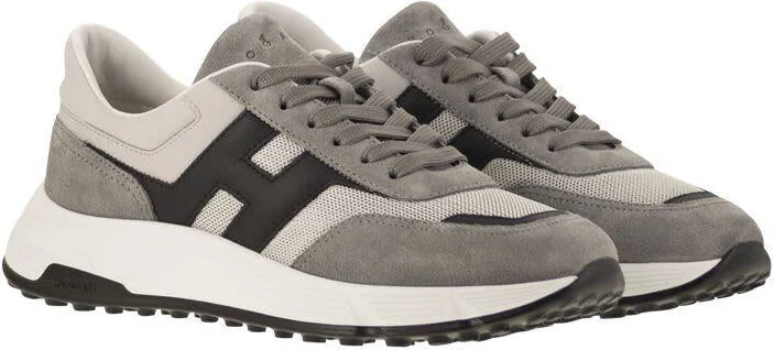 Hogan Hyperlight - Leather And Textile Trainers With Side H - Image 4