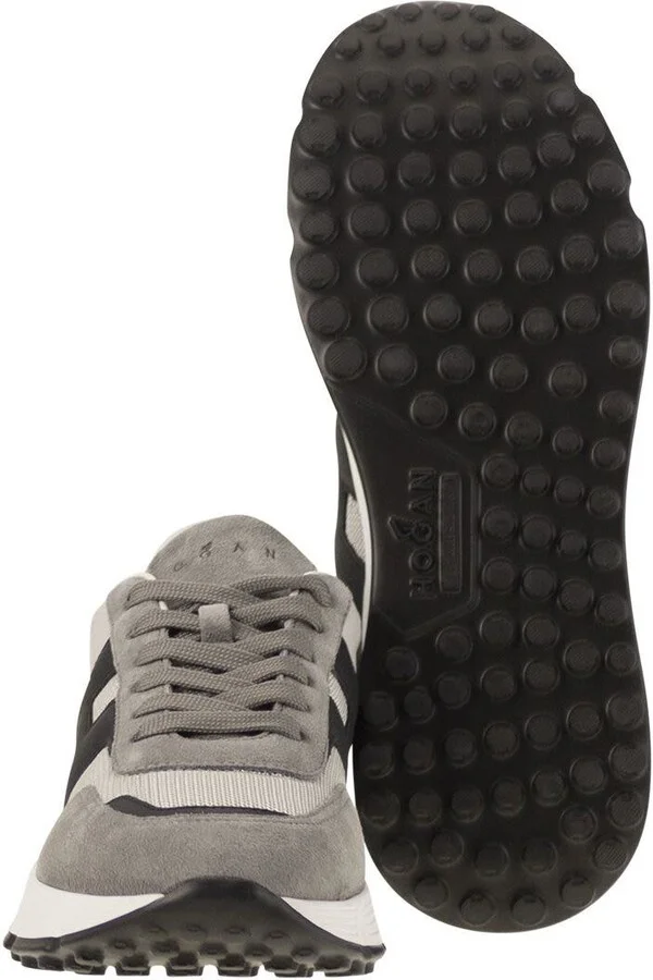 Hogan Hyperlight - Leather And Textile Trainers With Side H - Image 5