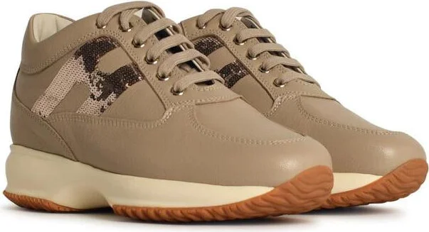 Hogan 'Interactive' Beige Leather Sneakers - Image 2