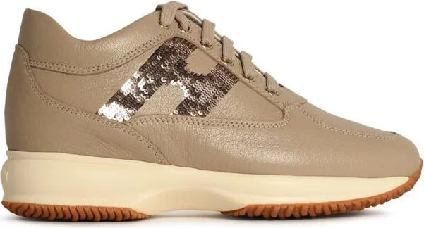 Hogan 'Interactive' Beige Leather Sneakers