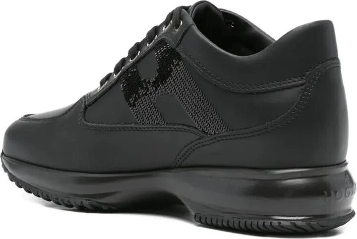 Hogan Interactive Sequin-Panel Leather Sneakers Shoes - Image 3