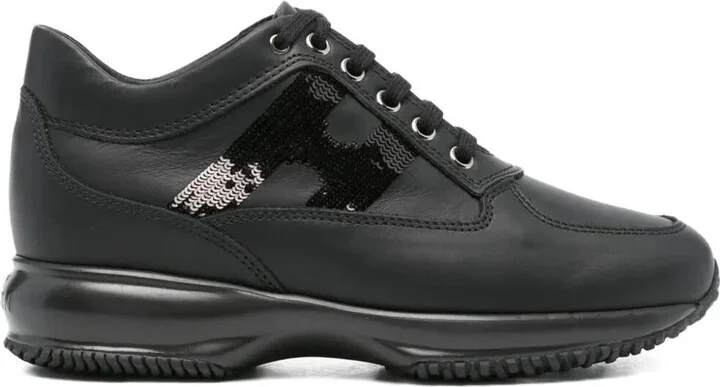 Hogan Interactive Sequin-Panel Leather Sneakers Shoes