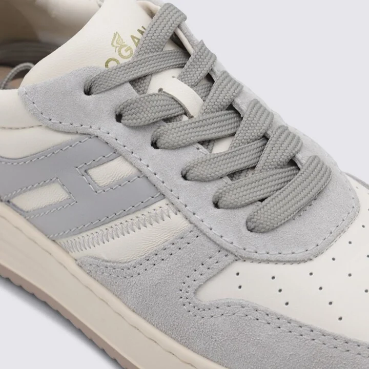 Hogan Ivory And Grey Lleather H630 Sneakers - Image 4