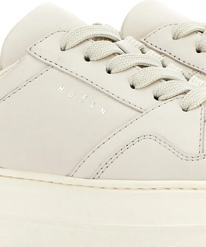 Hogan Light Beige Calf Leather Sneakers - Image 2