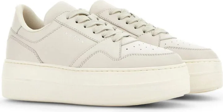 Hogan Light Beige Calf Leather Sneakers - Image 3