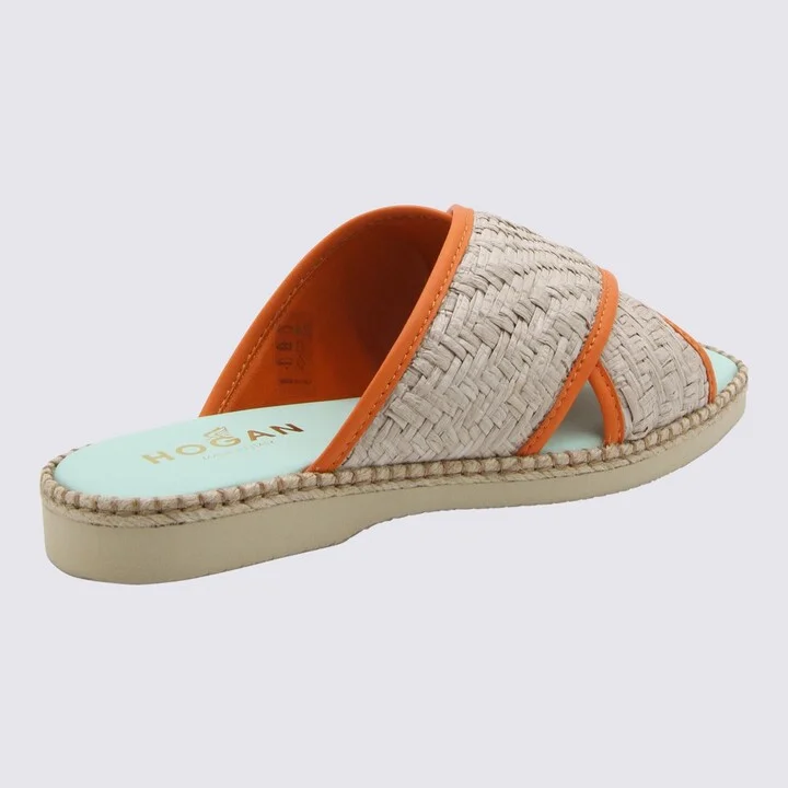 Hogan Multicolour Raffia And Leather Flats - Image 2