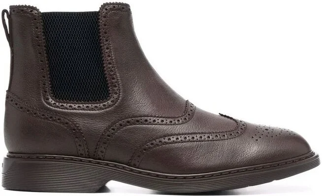 Hogan Perforated-Detailed Ankle Boots