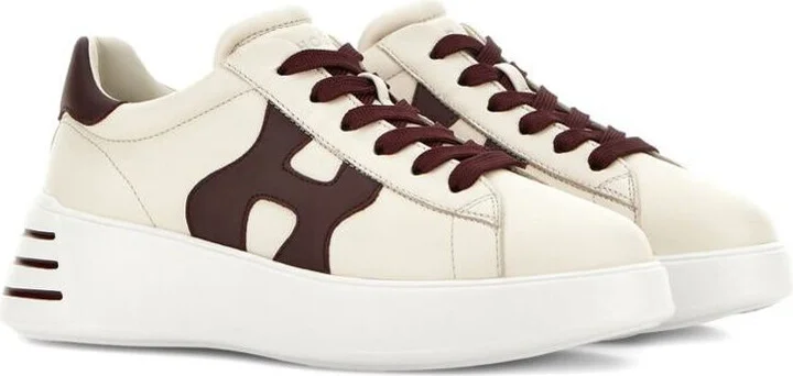 Hogan 'Rebel' Calf Leather Sneakers In Ivory - Image 4