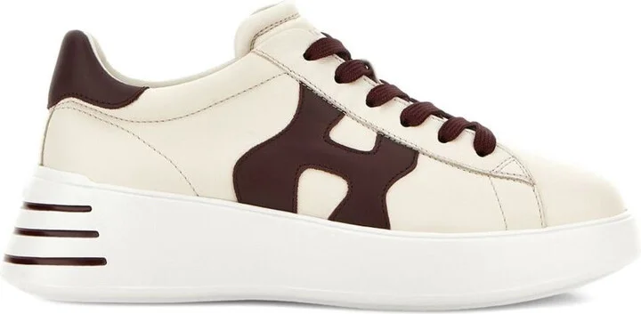 Hogan 'Rebel' Calf Leather Sneakers In Ivory