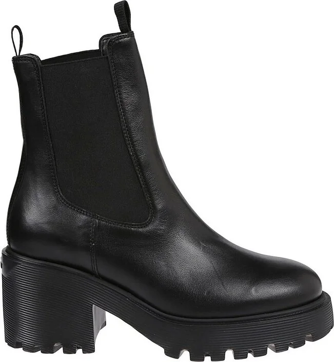 Hogan Round-Toe Slip-On Ankle Boots