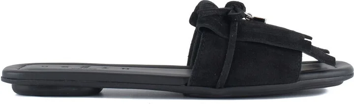 Hogan Sandalo H685 With Fringe In Black Suede