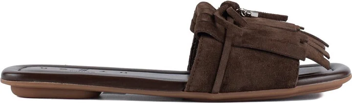 Hogan Sandalo H685 With Fringe In Brown Suede
