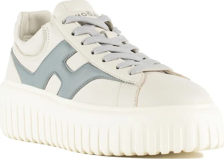 Hogan Sneakers H-Stripes Ivory And Light Blue - Image 3