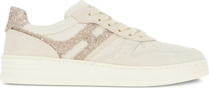 Hogan Suede And Smooth Leather H630 Sneakers With Glittered H Shoes